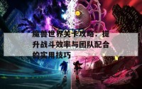 魔兽世界关卡攻略：提升战斗效率与团队配合的实用技巧