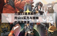 三国11道具解析：提升sire实力与策略的关键要素