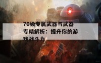 70级专属武器与武器专精解析：提升你的游戏战斗力