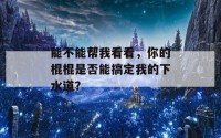 能不能帮我看看，你的棍棍是否能搞定我的下水道？