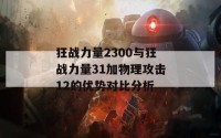 狂战力量2300与狂战力量31加物理攻击12的优势对比分析