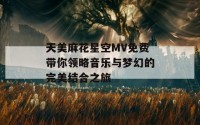 天美麻花星空MV免费带你领略音乐与梦幻的完美结合之旅