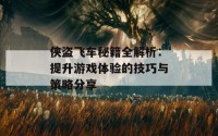 侠盗飞车秘籍全解析：提升游戏体验的技巧与策略分享