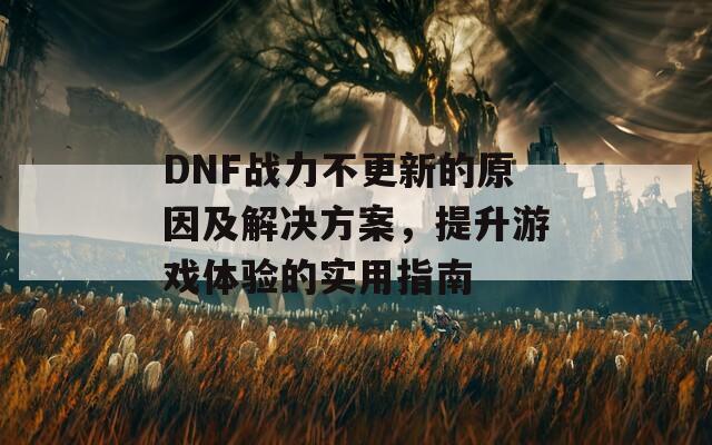 DNF战力不更新的原因及解决方案，提升游戏体验的实用指南