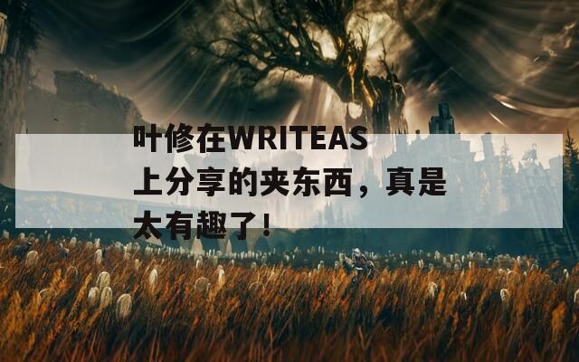 叶修在WRITEAS上分享的夹东西，真是太有趣了！