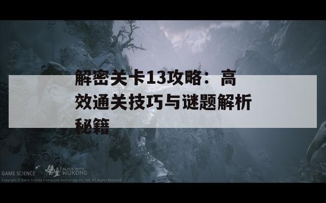 解密关卡13攻略：高效通关技巧与谜题解析秘籍